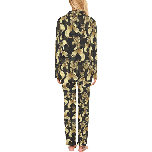 Goldfish Pattern Print Design 02 Women's Long Pajama Set