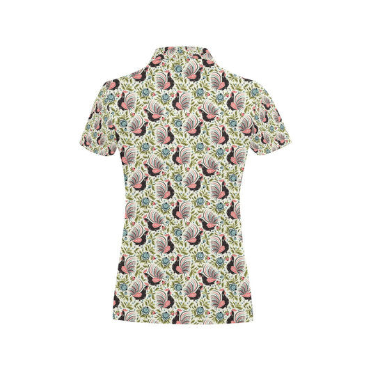 Rooster Print Design Women's Polo Shirt