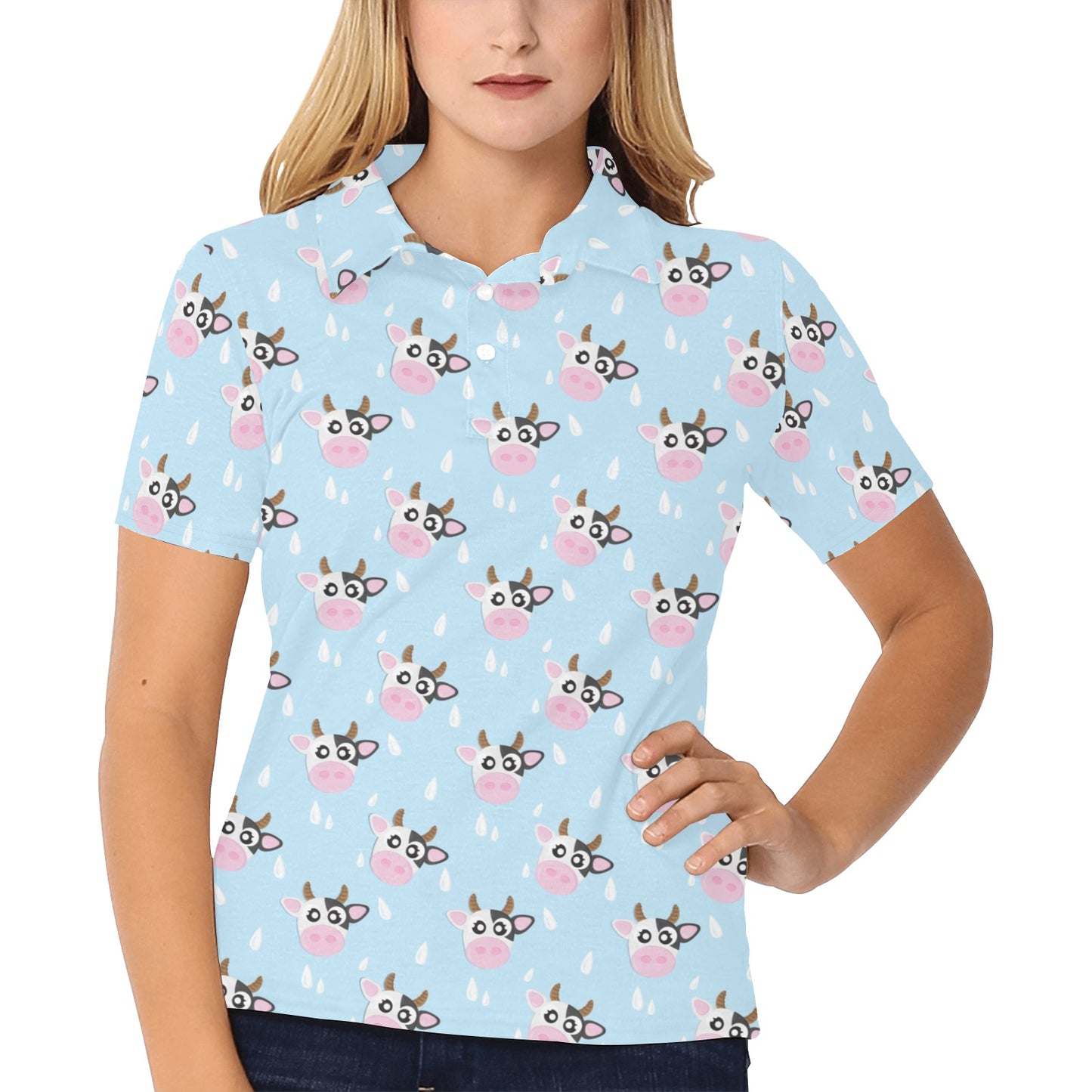 Cow Pattern Print Design 07 Women's Polo Shirt