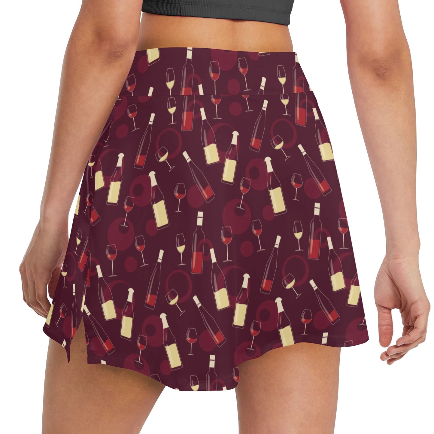 Wine Themed Print Design LKS302 17" Golf & Pickleball Skort with Pockets
