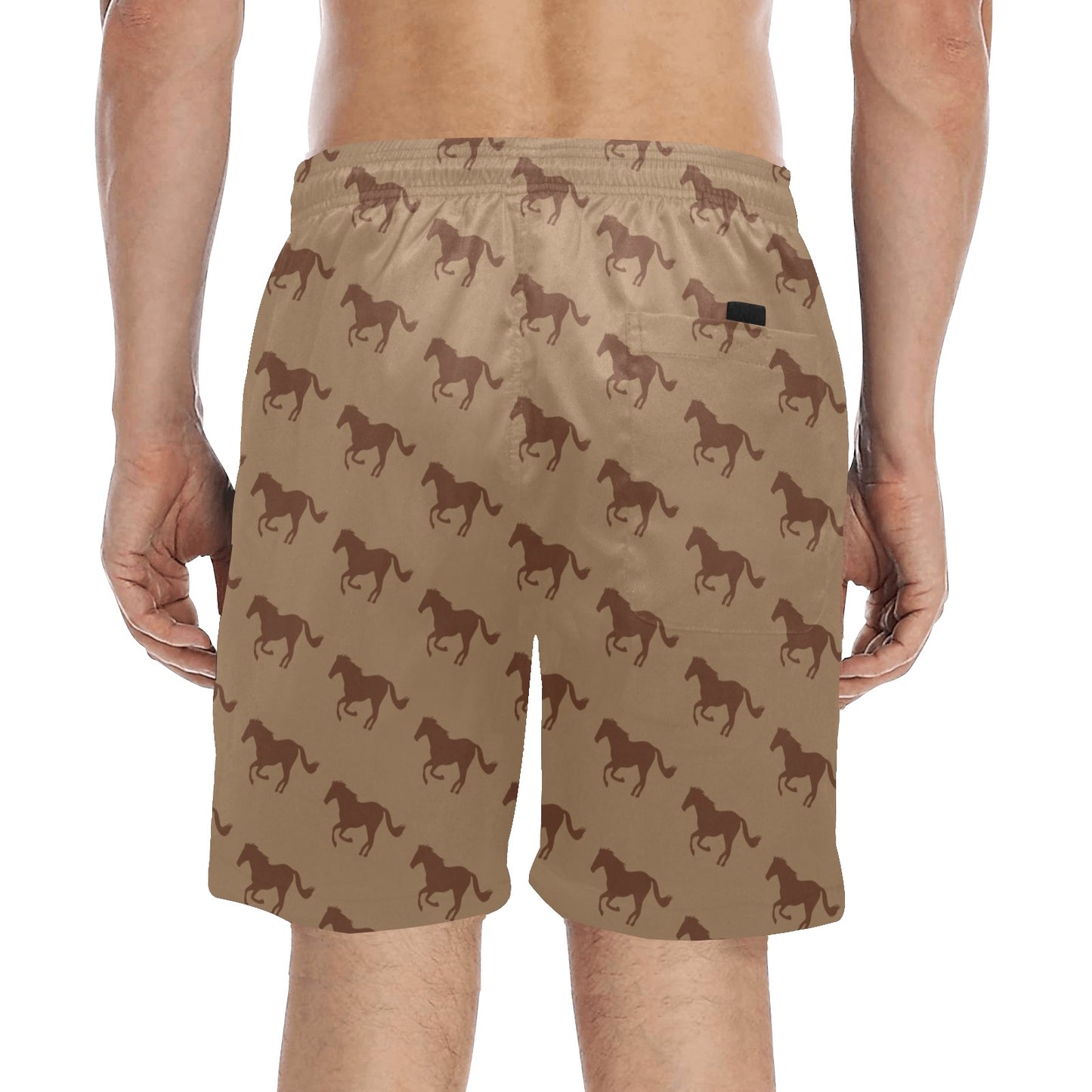 Horse Brown Print Design LKS307 Men's Swim Trunks Beach Shorts