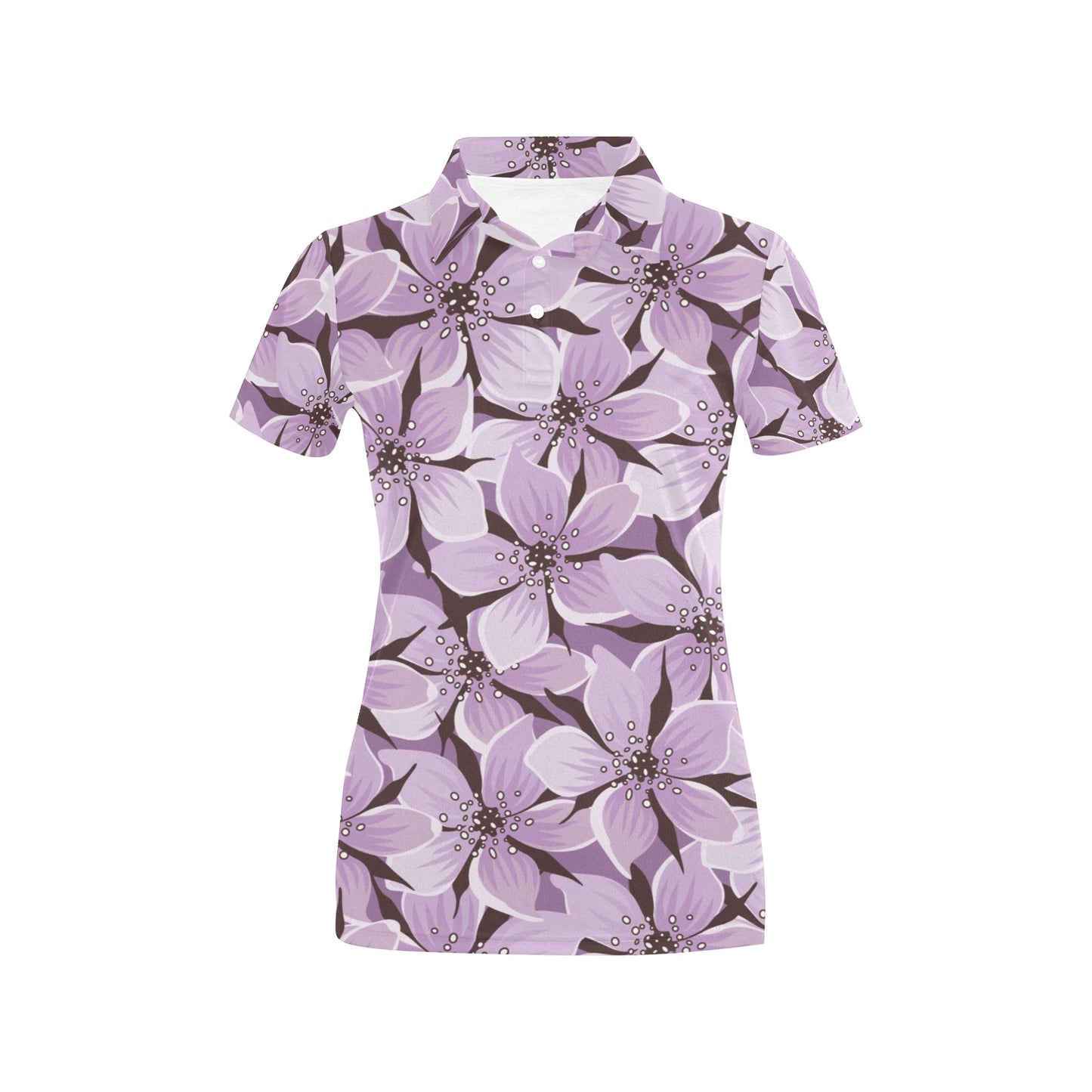 Lilac Pattern Print Design 01 Women's Polo Shirt