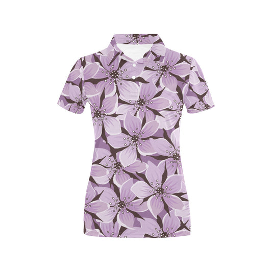 Lilac Pattern Print Design 01 Women's Polo Shirt