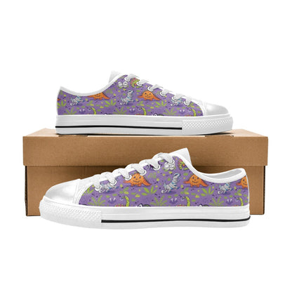 Zombie Dinosaur Print Design LKS302 Women's White Low Top Shoes