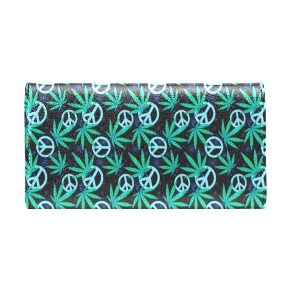 Peace Sign Themed Design Print Women's Trifold Wallet