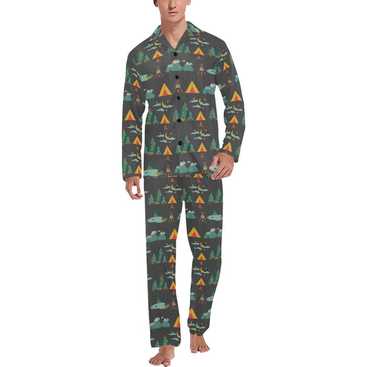 Camping Tent Pattern Print Design 03 Men's Long Pajama Set
