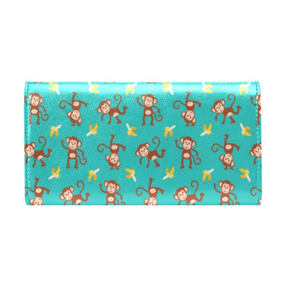 Monkey Banana Design Themed Print Women's Trifold Wallet