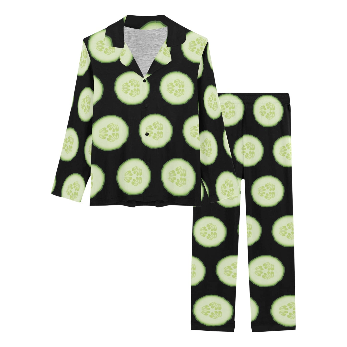 Cucumber Pattern Print Design CC02 Women's Long Pajama Set
