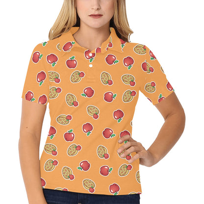 Apple Pie Pattern Print Design 02 Women's Polo Shirt
