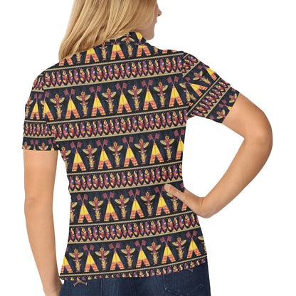 Totem Pole Design Women's Polo Shirt