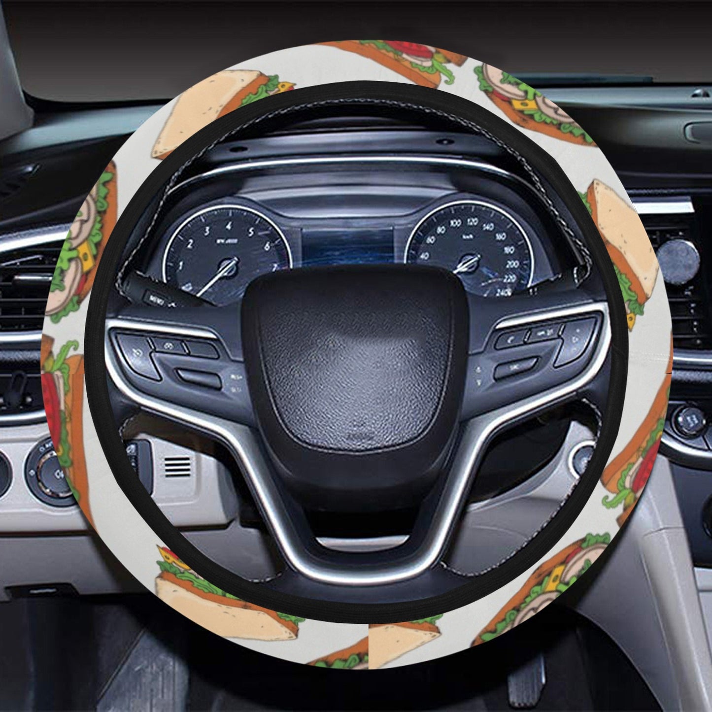 Sandwich Print Design LKS302 Steering Wheel Cover with Elastic Edge