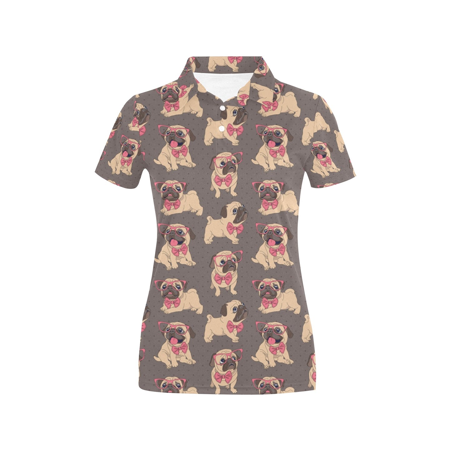 Pug Pattern Print Design A05 Women's Polo Shirt