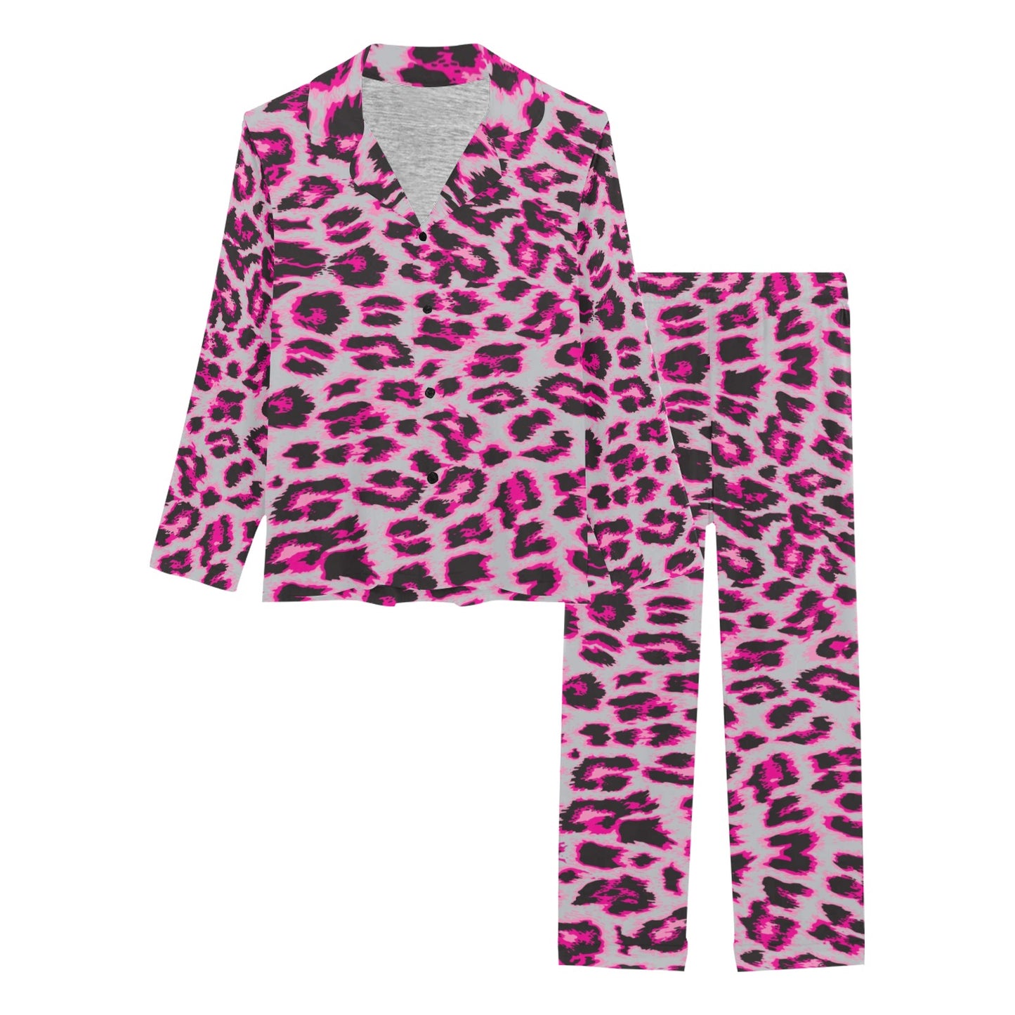 Leopard Pattern Print Design 02 Women's Long Pajama Set