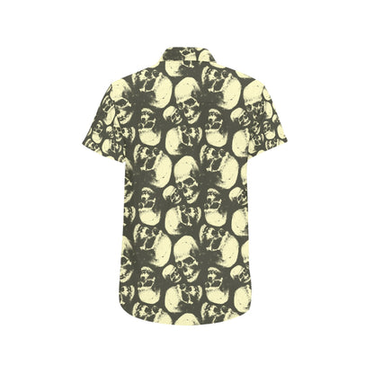 Skull Print Design LKS302 Men Short Sleeve Button Up Shirt