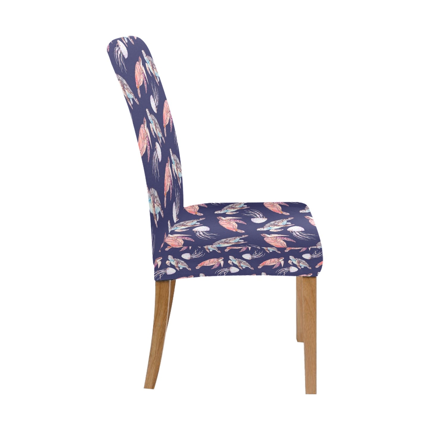 Sea Turtle With Jelly Fish Print Design LKS301 Dining Chair Slipcover
