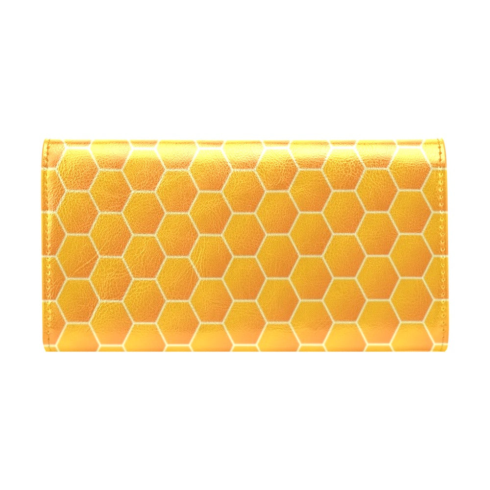 Honey Bee Honeycomb Print Design LKS3011 Women's Trifold Wallet