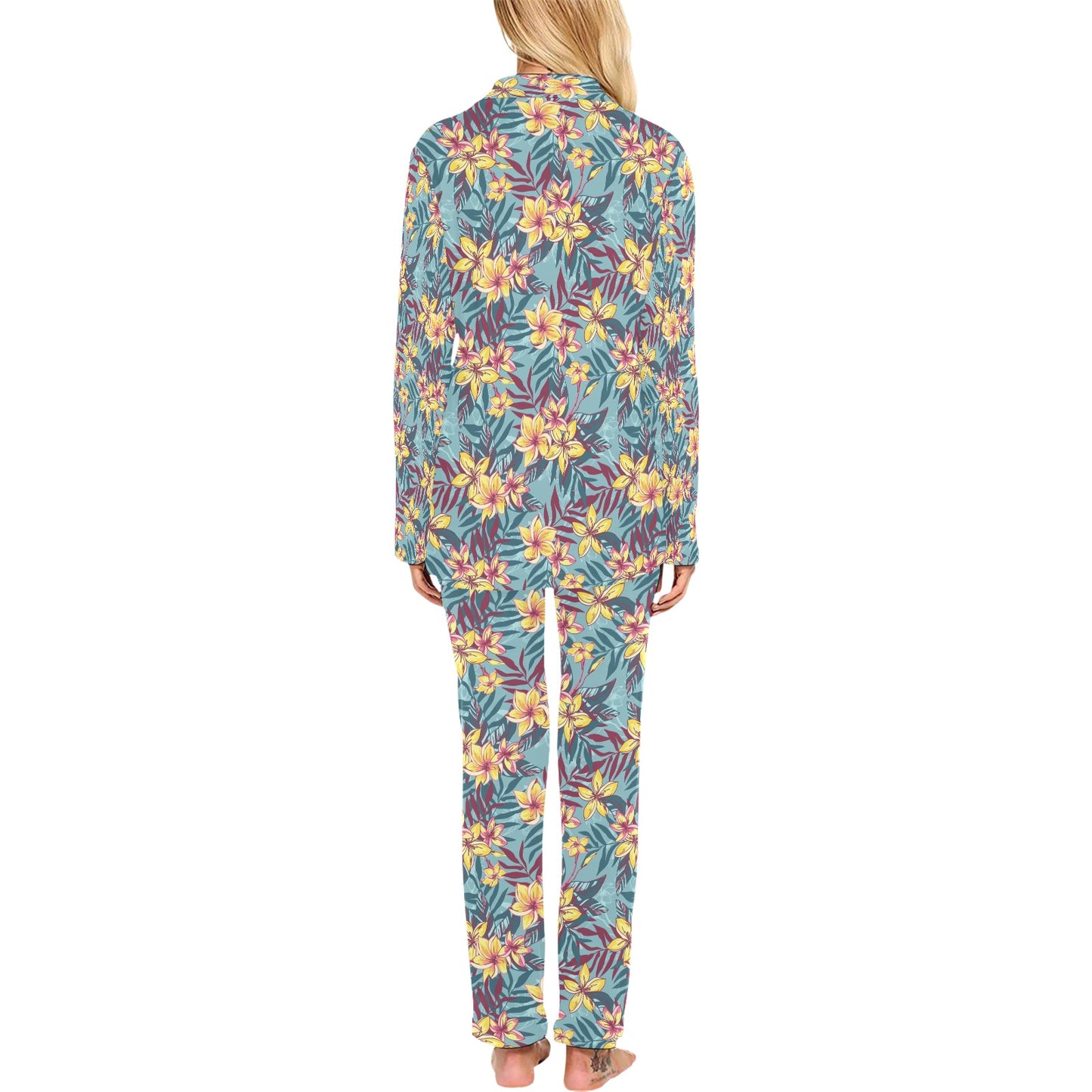 Summer Floral Print Design LKS304 Women's Long Pajama Set