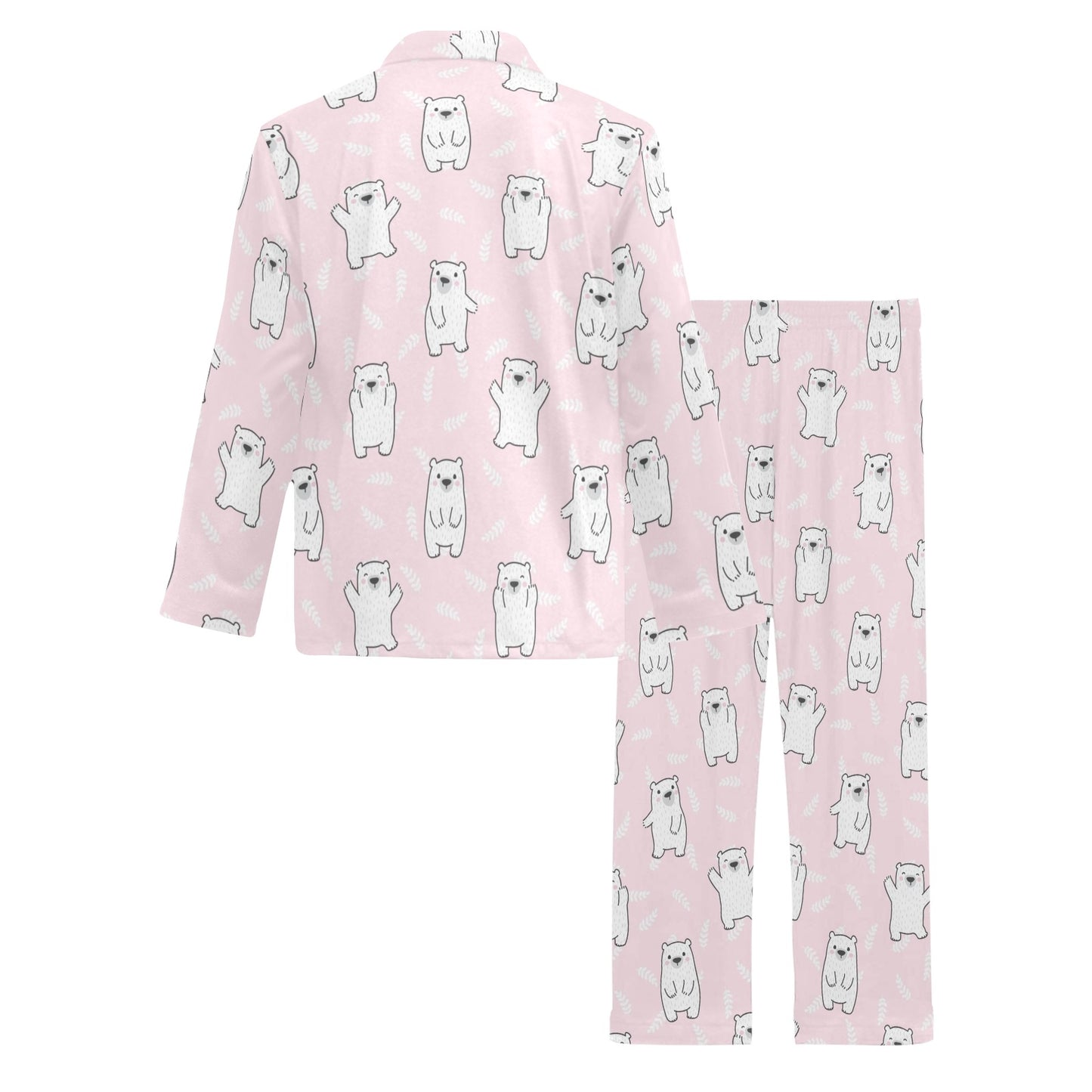 Polar Bear Pattern Print Design PB09 Men's Long Pajama Set