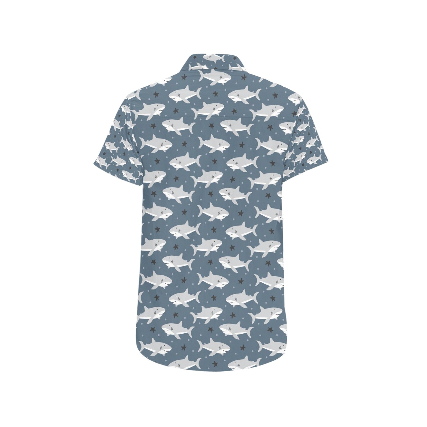 Shark Print Design LKS305 Men Short Sleeve Button Up Shirt