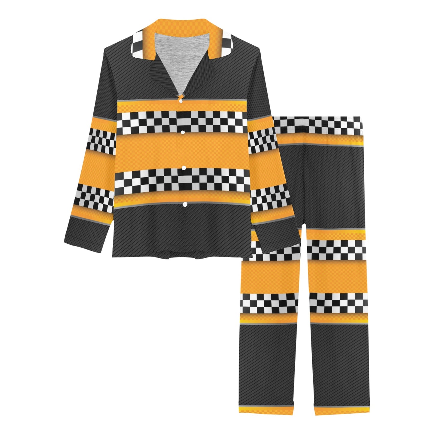 Checkered Pattern Print Design 01 Women's Long Pajama Set