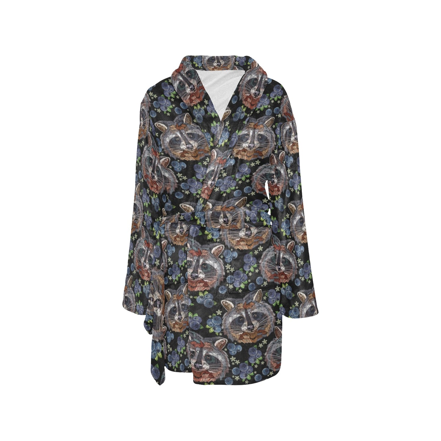 Raccoon Pattern Print Design A03 Women's Fleece Robe
