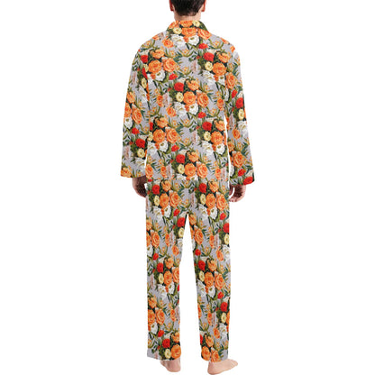Lisianthus Pattern Print Design LT04 Men's Long Pajama Set
