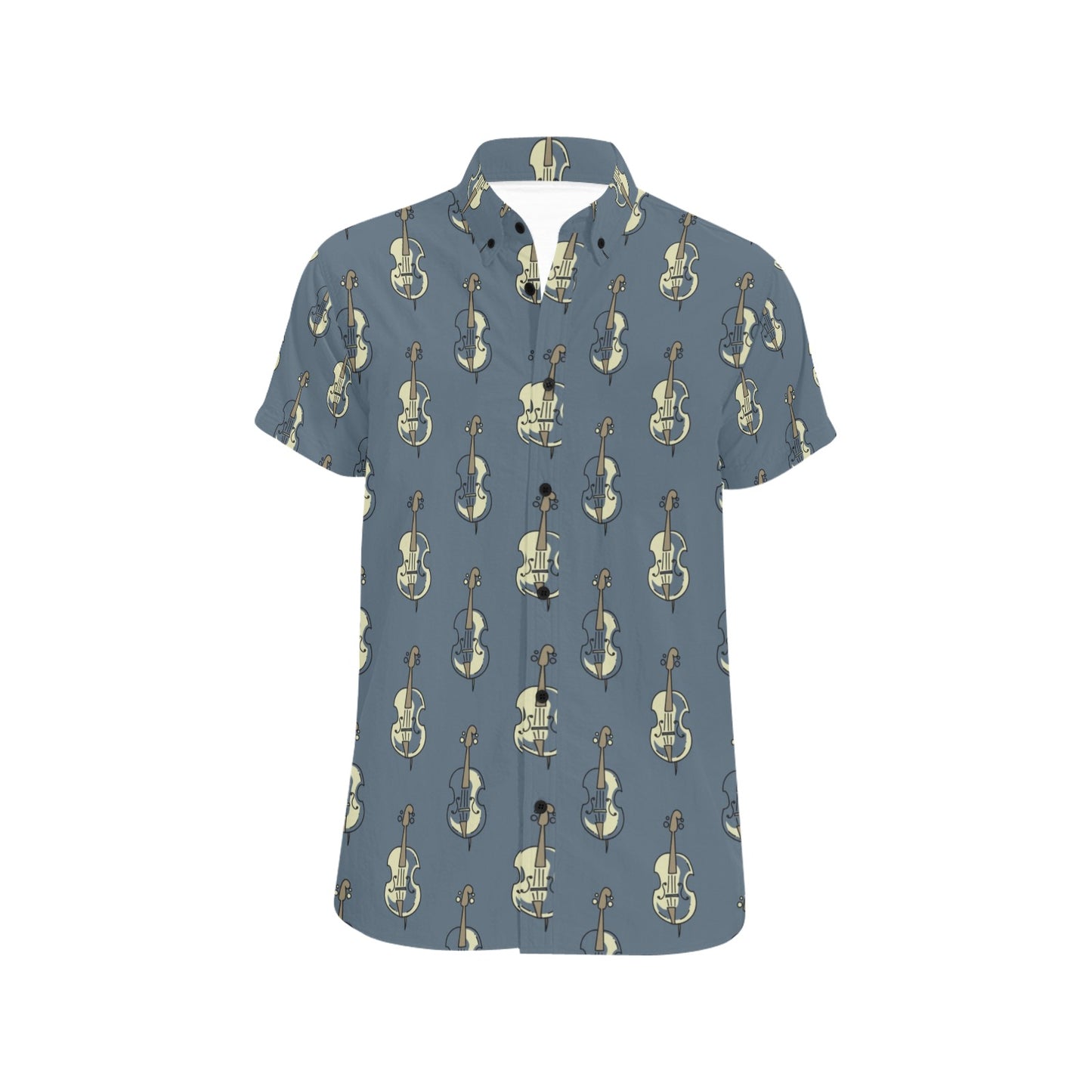 Violin Print Design LKS403 Men Short Sleeve Button Up Shirt