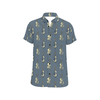 Violin Print Design LKS403 Men Short Sleeve Button Up Shirt
