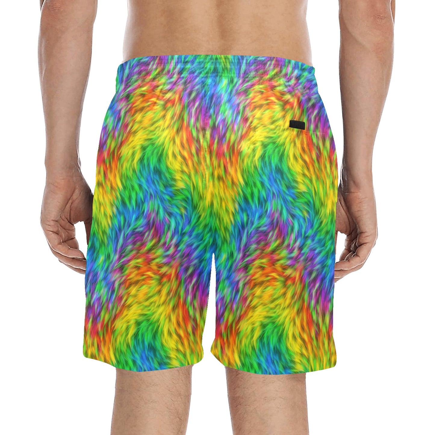 Rainbow Fur Design Print Men's Swim Trunks Beach Shorts