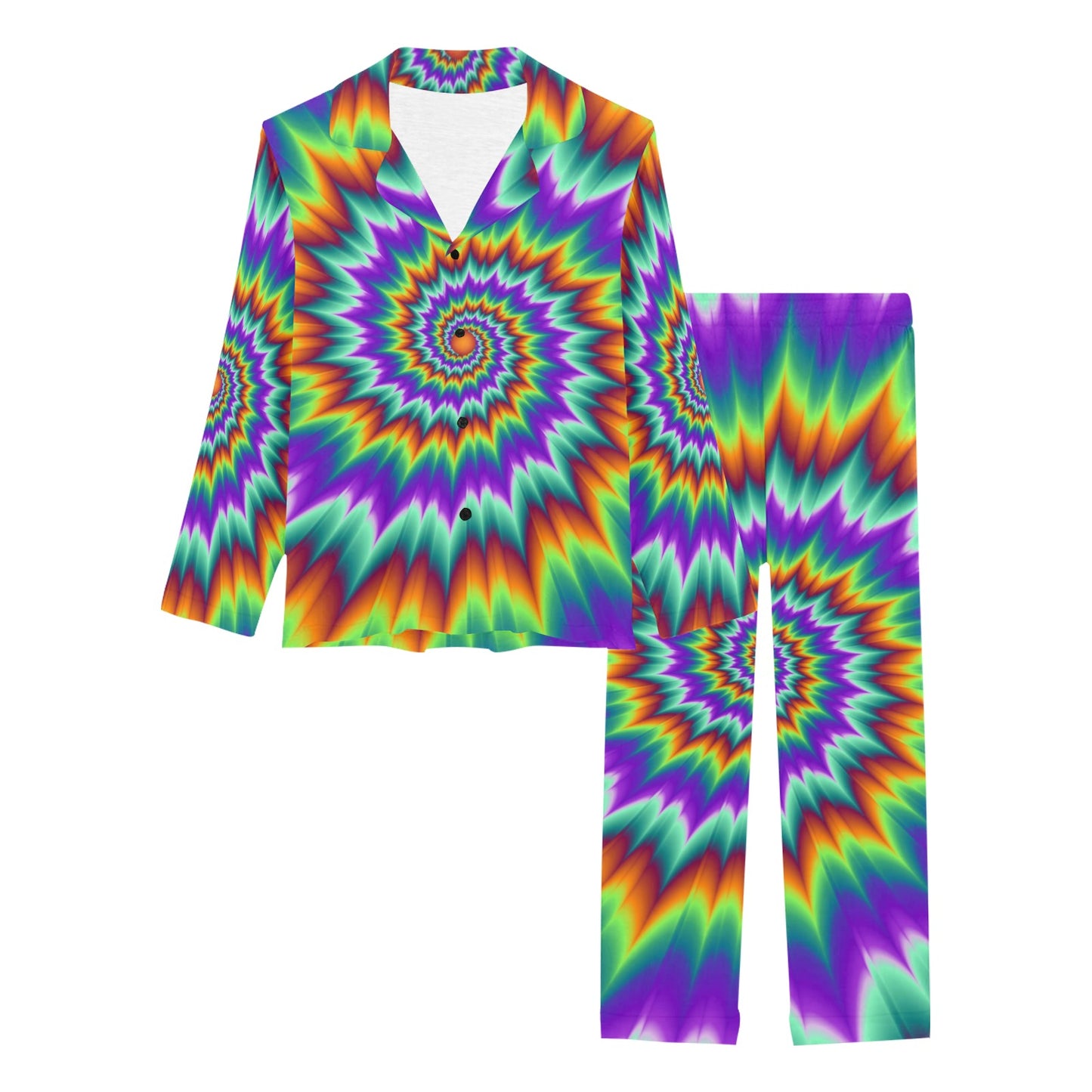 Optical illusion Pulsing fiery spirals Women's Long Pajama Set