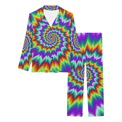 Optical illusion Pulsing fiery spirals Women's Long Pajama Set
