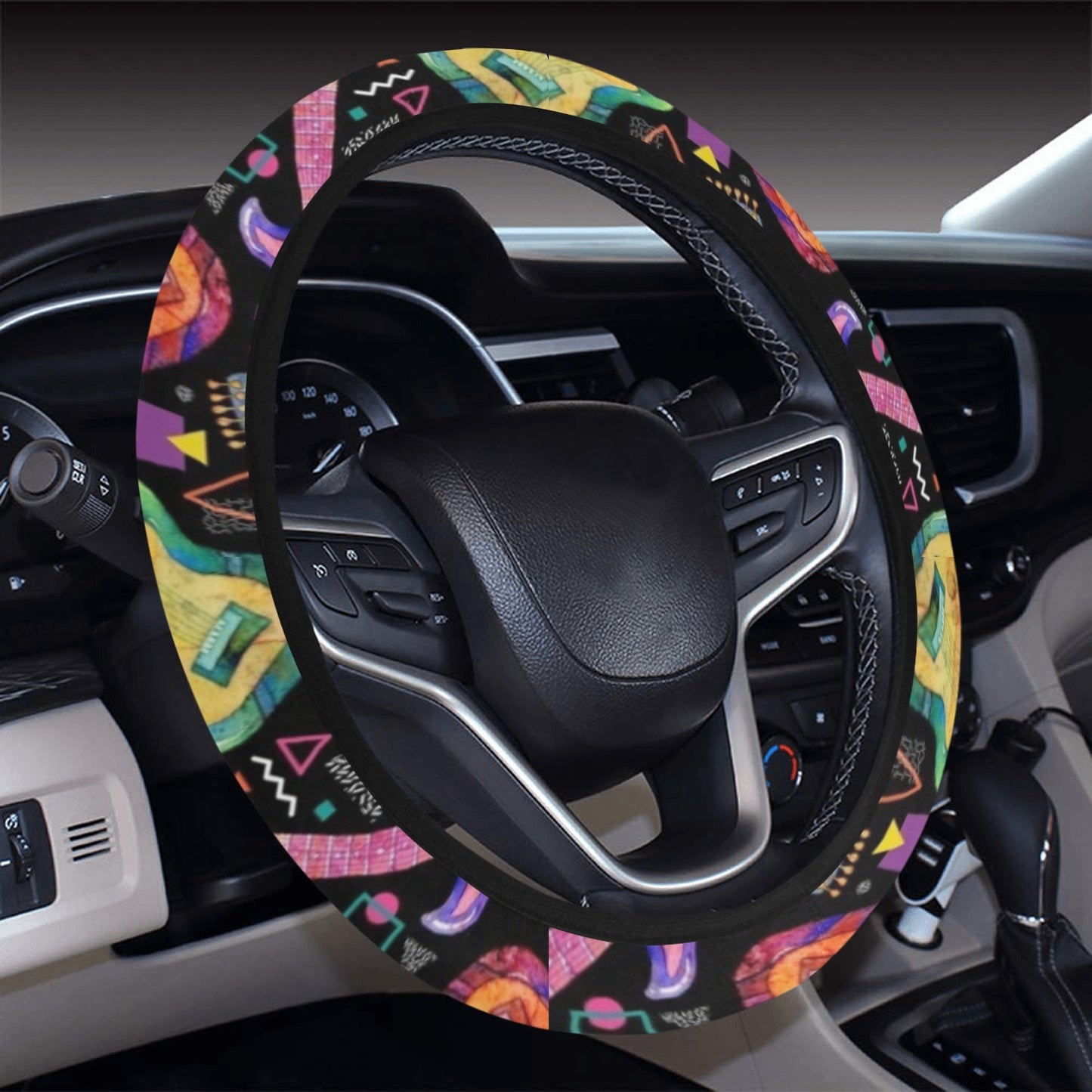Electric Guitar Print Design LKS403 Steering Wheel Cover with Elastic Edge