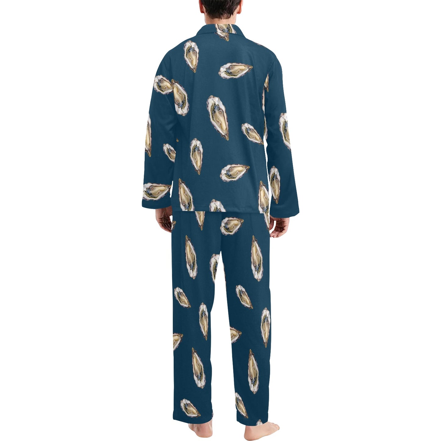 Oyster Pattern Print Design 03 Men's Long Pajama Set