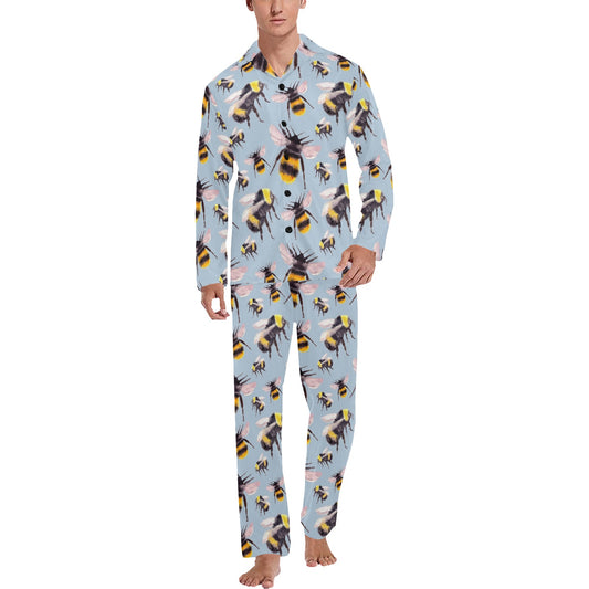 Bee Pattern Print Design BEE08 Men's Long Pajama Set