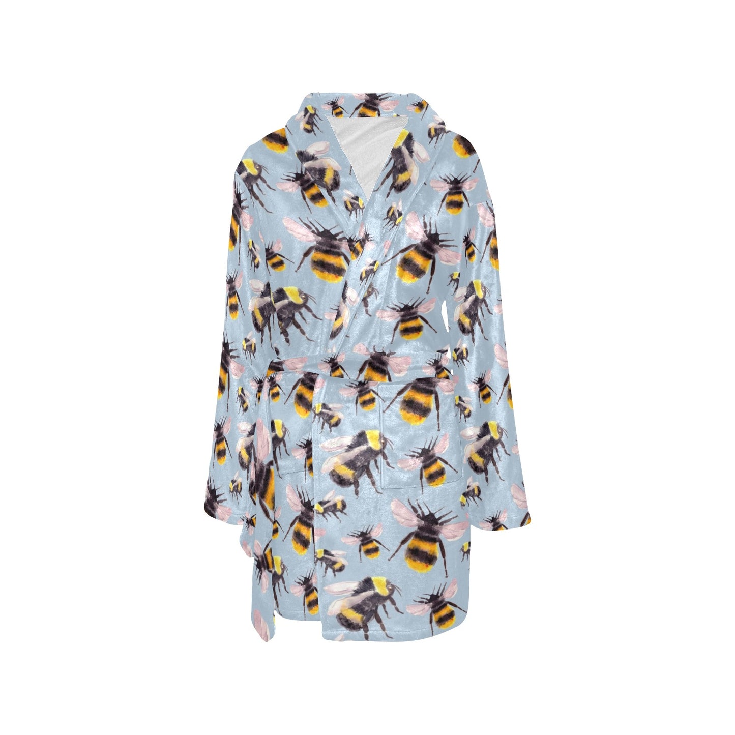 Bee Pattern Print Design BEE08 Women's Fleece Robe