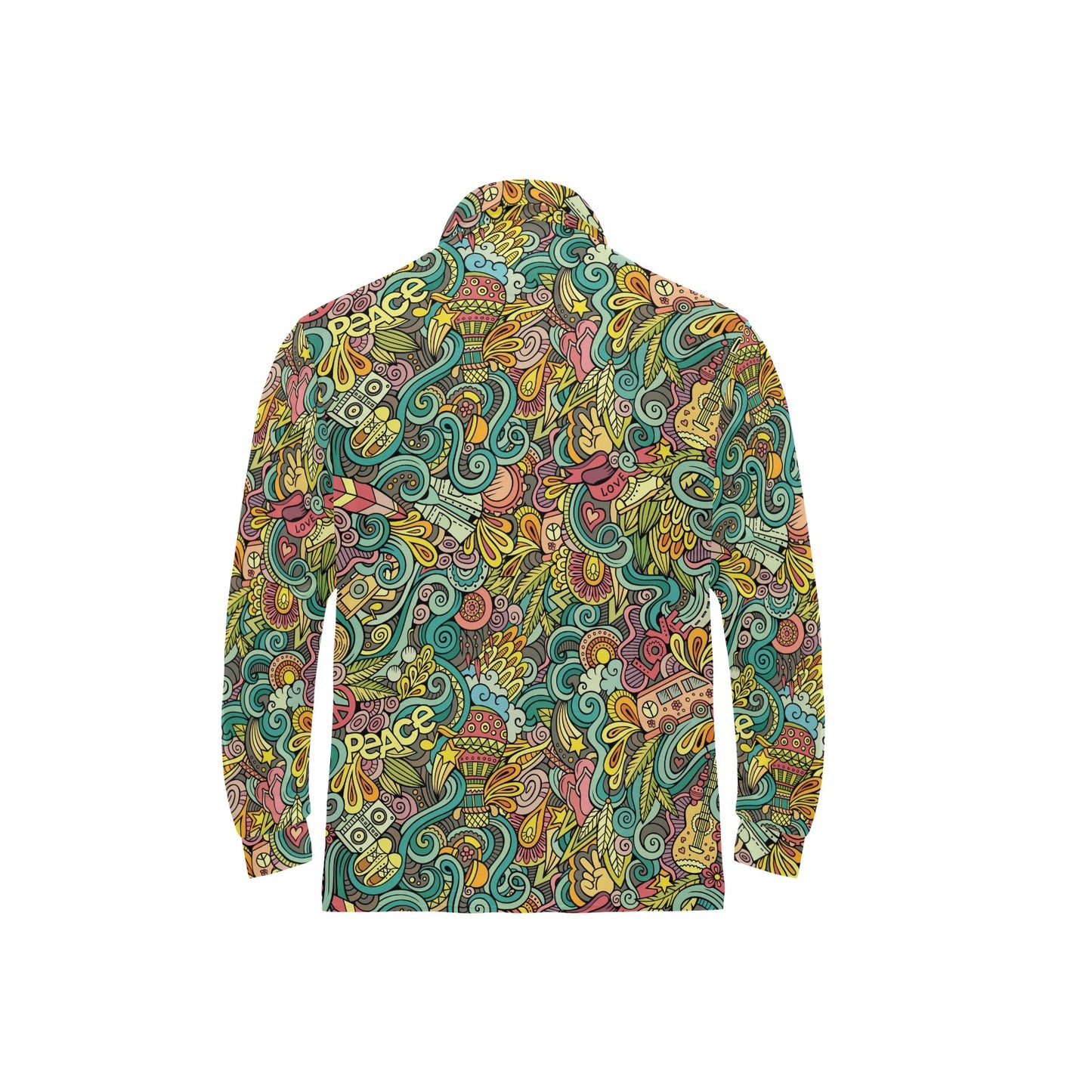 Hippie Print Design LKS302 Long Sleeve Polo Shirt For Men's