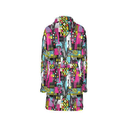 Pop Art Pineapple Pattern Print Design A02 Women's Fleece Robe
