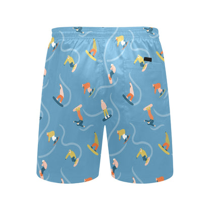 Snowboard Print Design LKS303 Men's Swim Trunks Beach Shorts