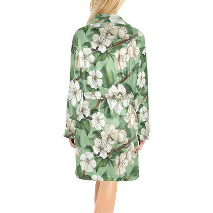 Apple blossom Pattern Print Design AB02 Women's Fleece Robe