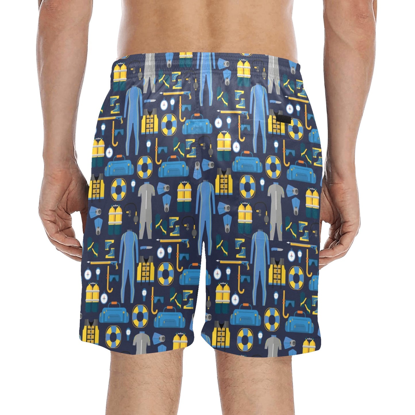 Scuba Equipment Print Design LKS305 Men's Swim Trunks Beach Shorts