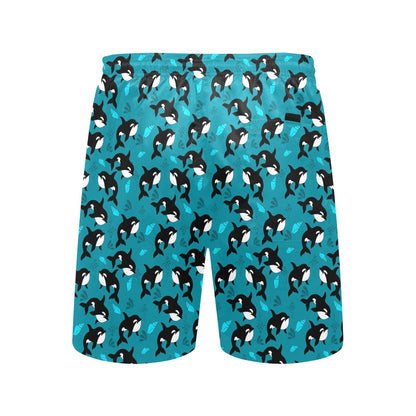 Whale Sea Design Themed Print Men's Swim Trunks Beach Shorts