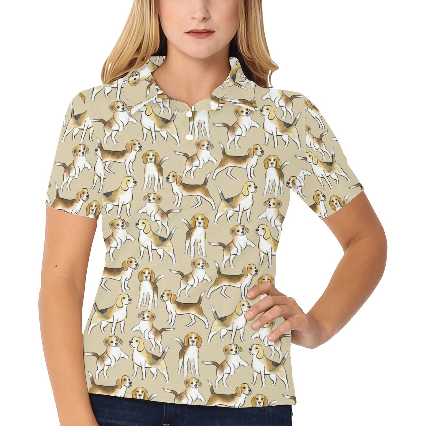 Beagle Pattern Print Design 04 Women's Polo Shirt