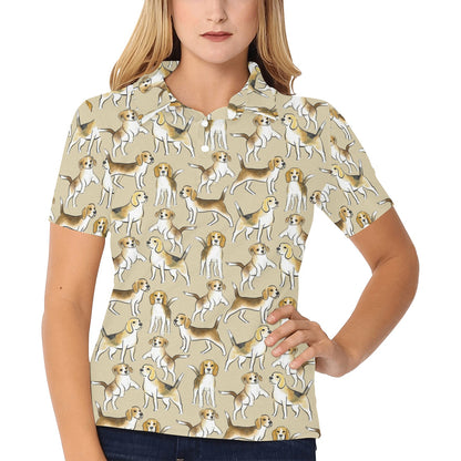 Beagle Pattern Print Design 04 Women's Polo Shirt