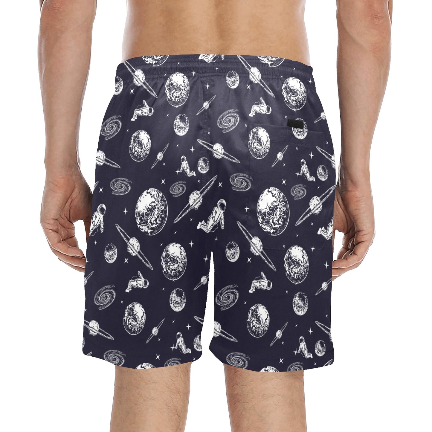 Space Astronaut Print Design LKS302 Men's Swim Trunks Beach Shorts