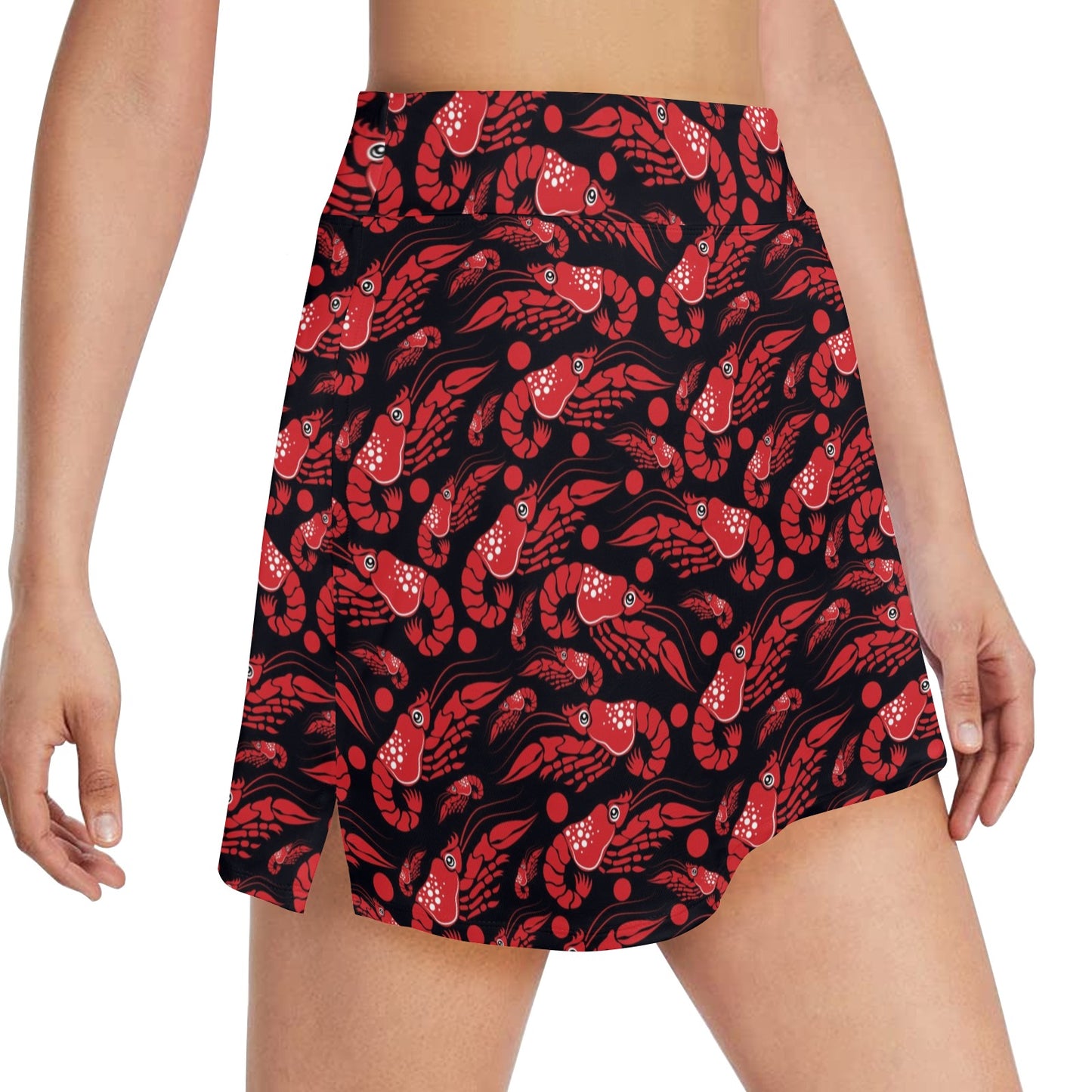 Shrimp Print Design LKS303 17" Golf & Pickleball Skort with Pockets