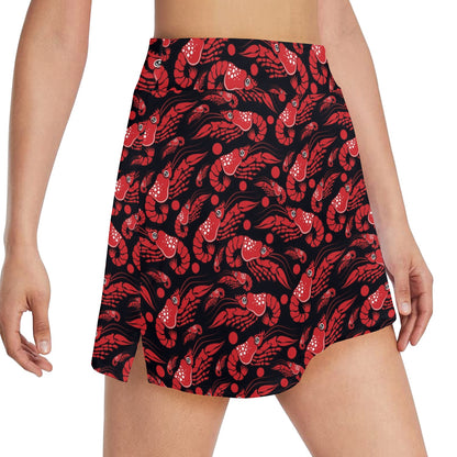 Shrimp Print Design LKS303 17" Golf & Pickleball Skort with Pockets