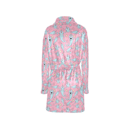 Narwhal Cartoon Cute Print Women's Fleece Robe