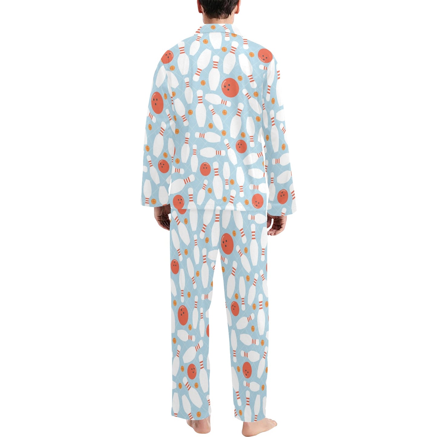 Bowling Pattern Print Design 09 Men's Long Pajama Set