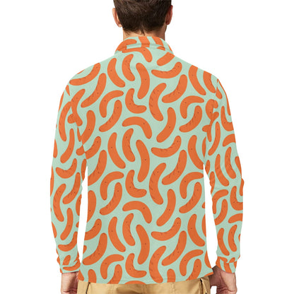Sausage Print Design LKS304 Long Sleeve Polo Shirt For Men's