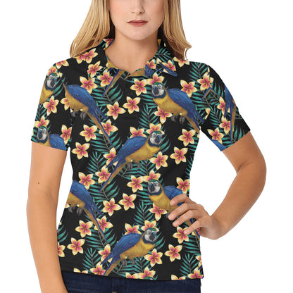 Macaw Pattern Print Design 01 Women's Polo Shirt